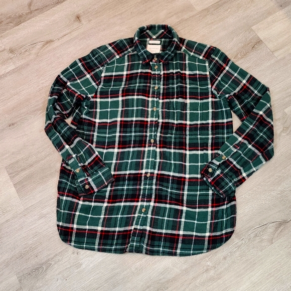 American Eagle Outfitters Tops - Womens American Eagle Ahh Mazingly Soft Boyfriend Flannel Green Plaid Size Large
